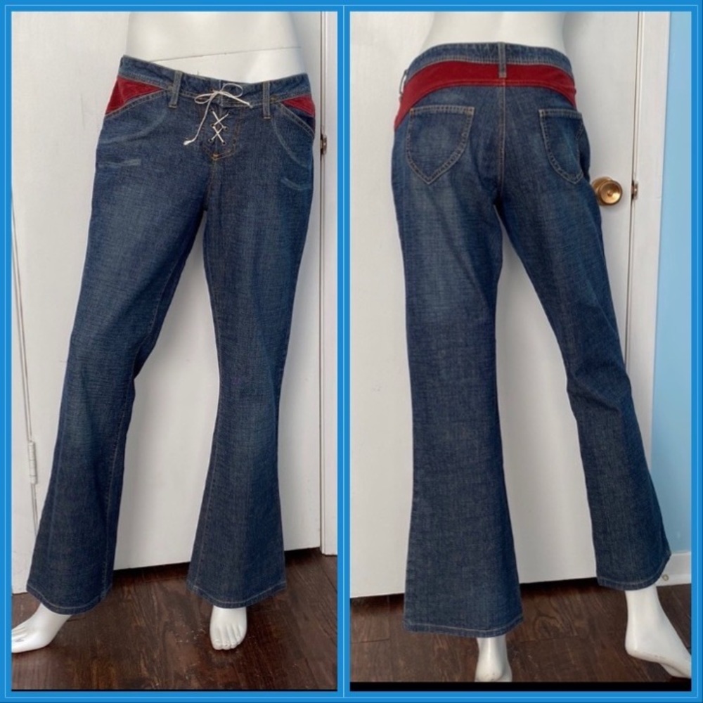 Xhileration Blue Denim Jeans with lace up front